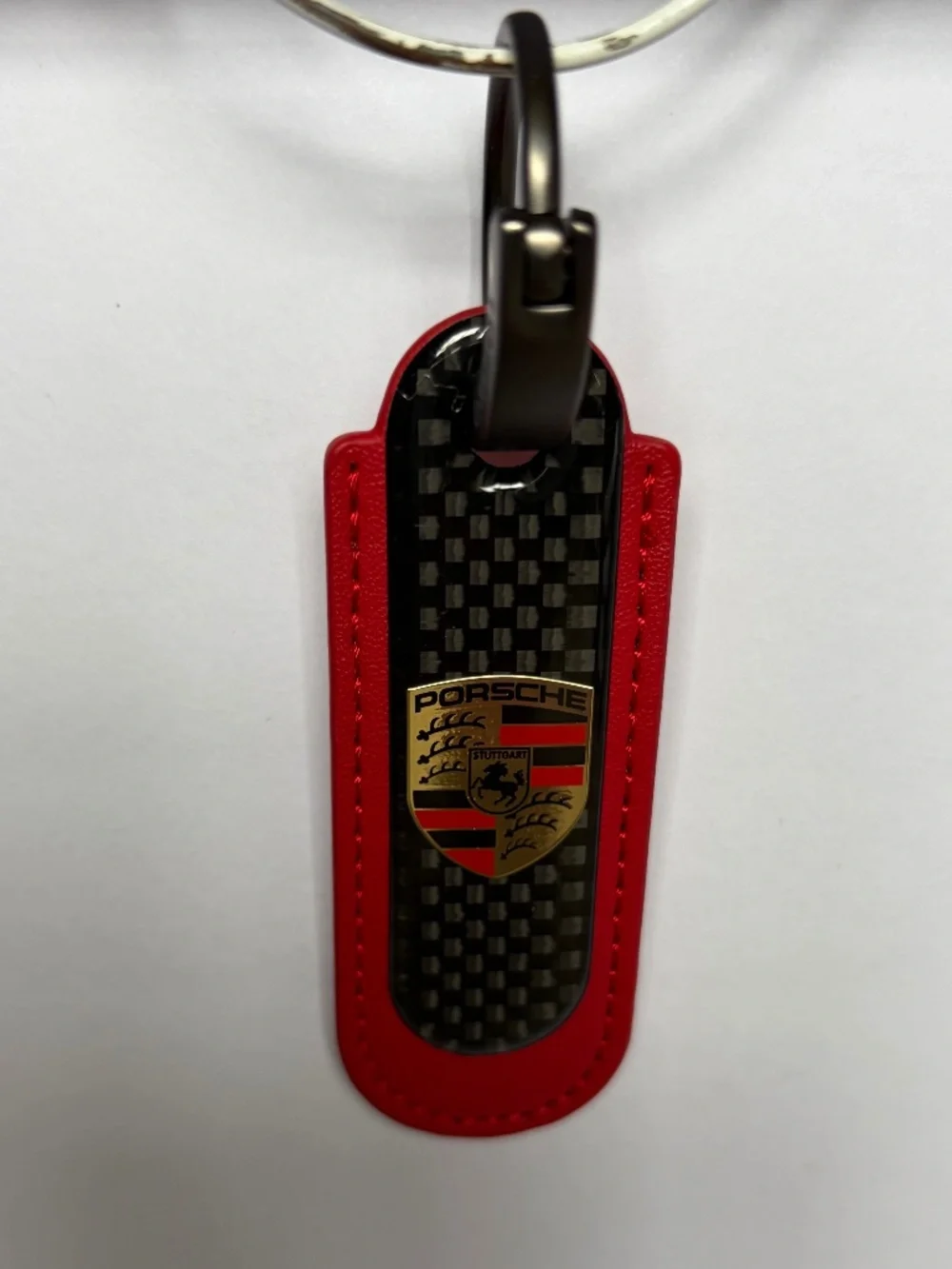 Carbon Fiber Key Ring Porsche red